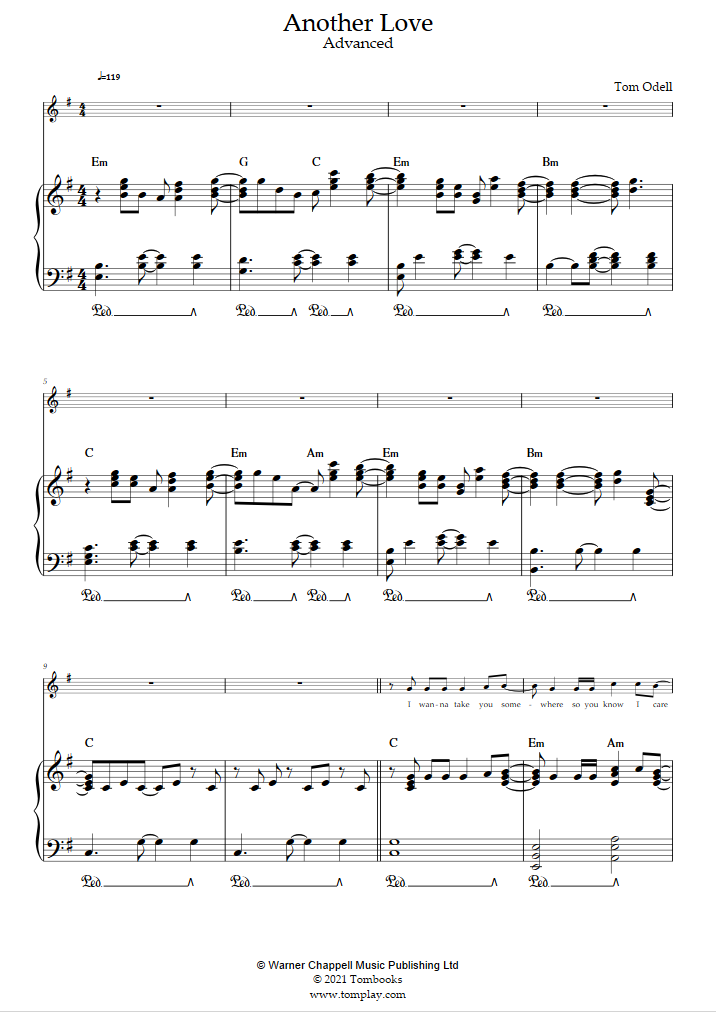 Another Love Sheet Music, Tom Odell