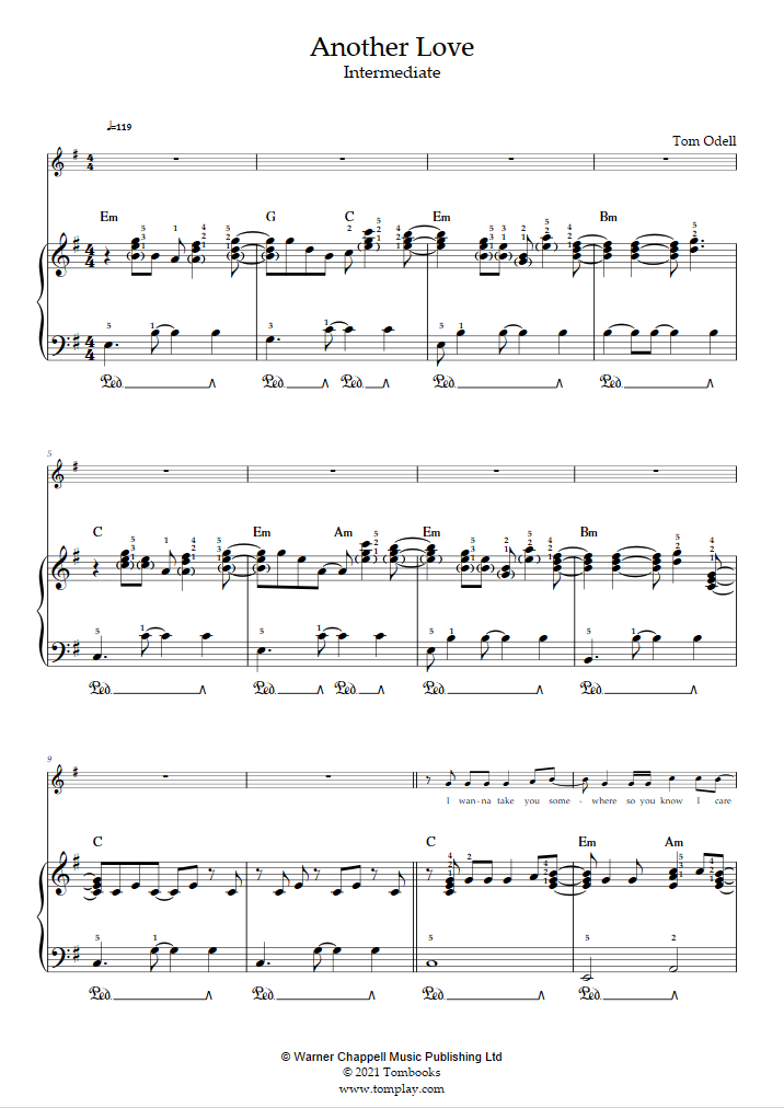 Another Love (Easy Level) (Tom Odell) - Violin Sheet Music