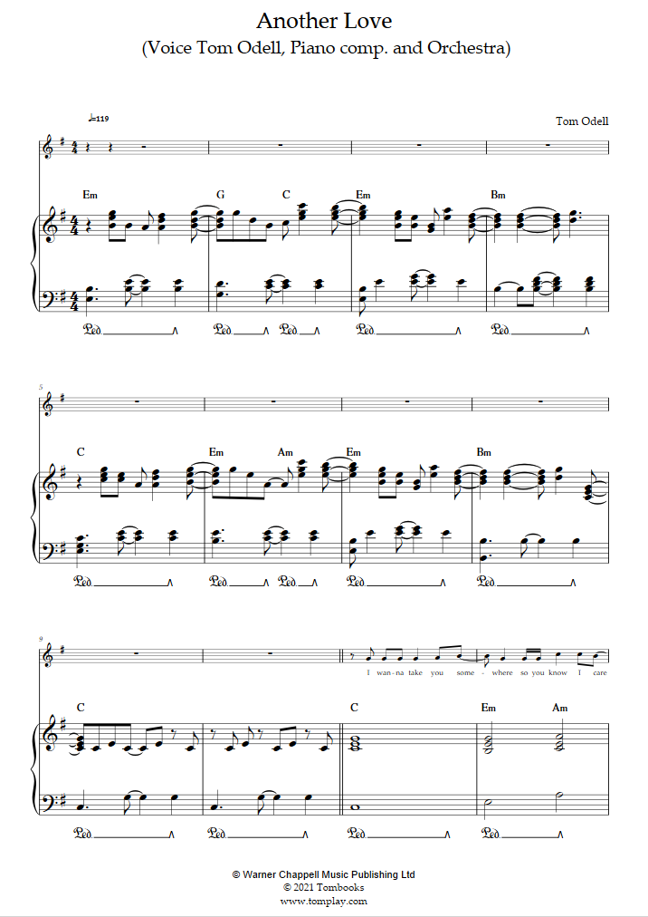 Another love – Tom Odell Sheet music for Piano (Piano-Voice)