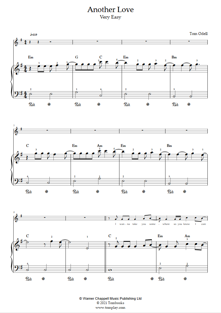 Another Love (Easy Level) (Tom Odell) - Violin Sheet Music