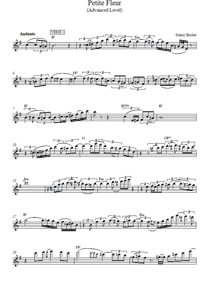 Fleur Level, sax) (Bechet) - Sheet Music