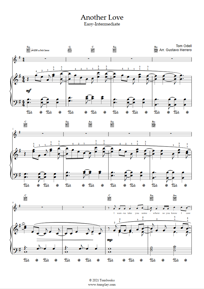 Another Love (Easy Level) (Tom Odell) - Cello Sheet Music