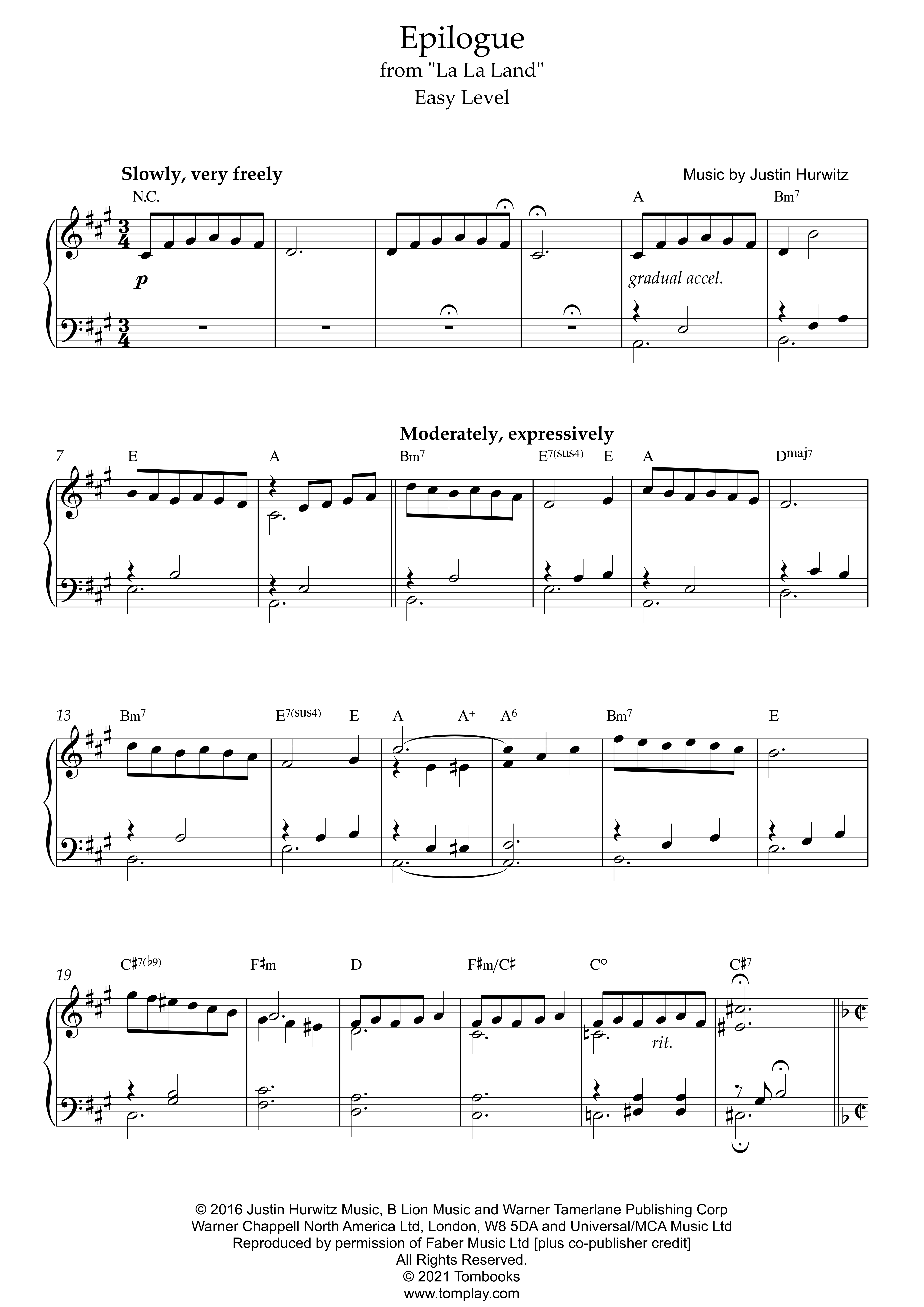 La La Land Epilogue PDF Free Sheet Music