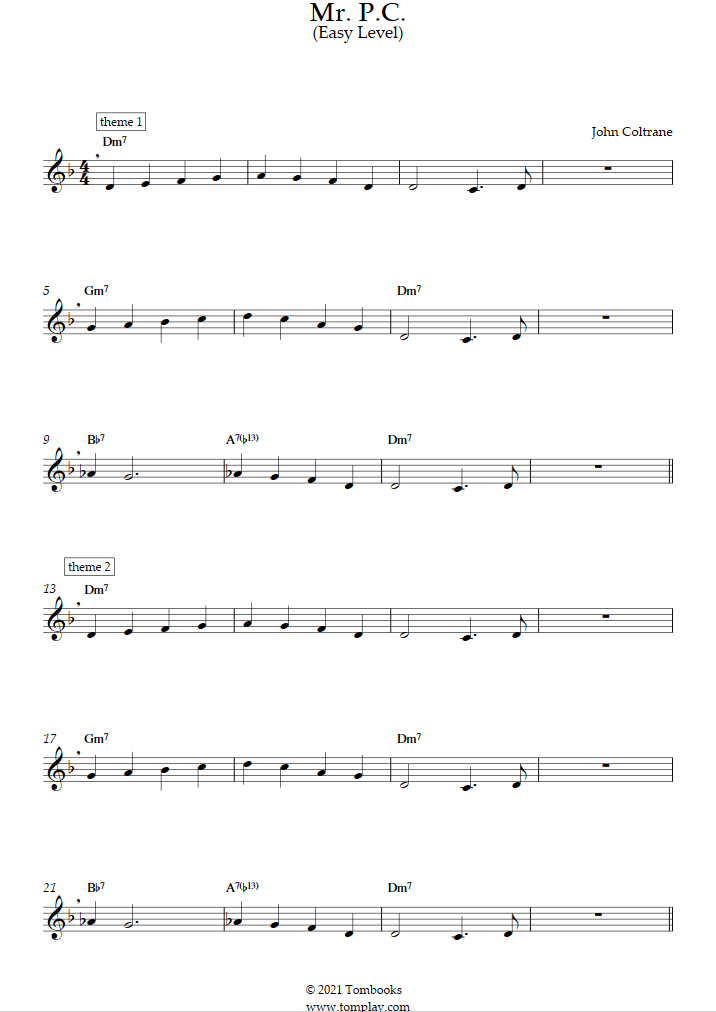 Mr P C niveau Facile John Coltrane Partition Clarinette Mr P C niveau Facile John Coltrane Partition Clarinette