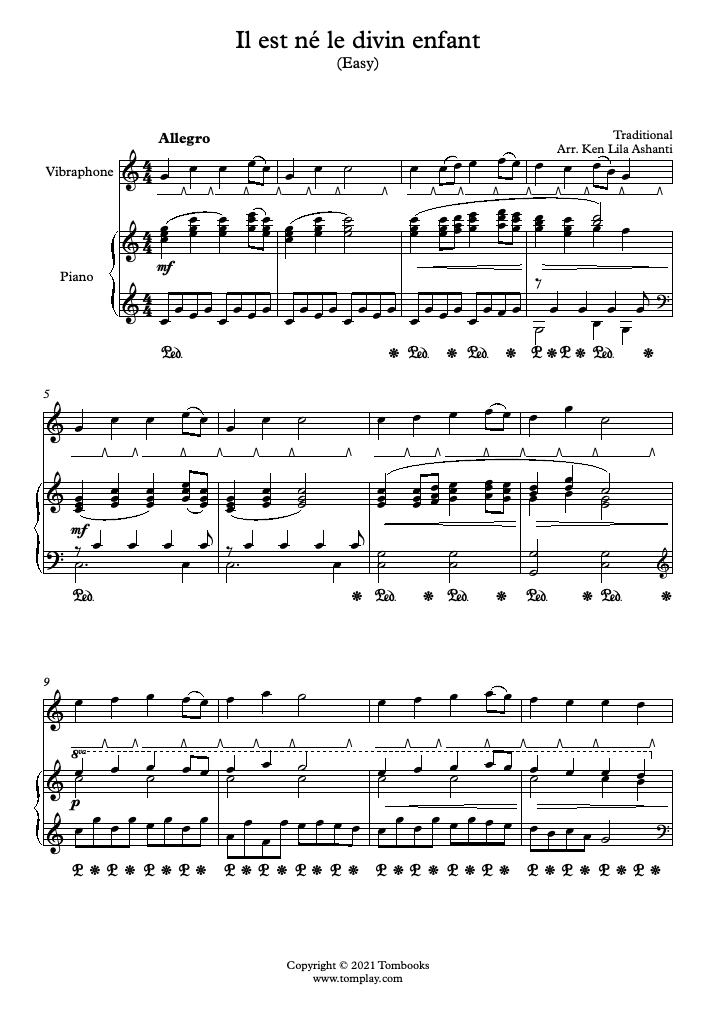Il est Né le Divin Enfant piano Sheet music for Piano (Solo) Easy