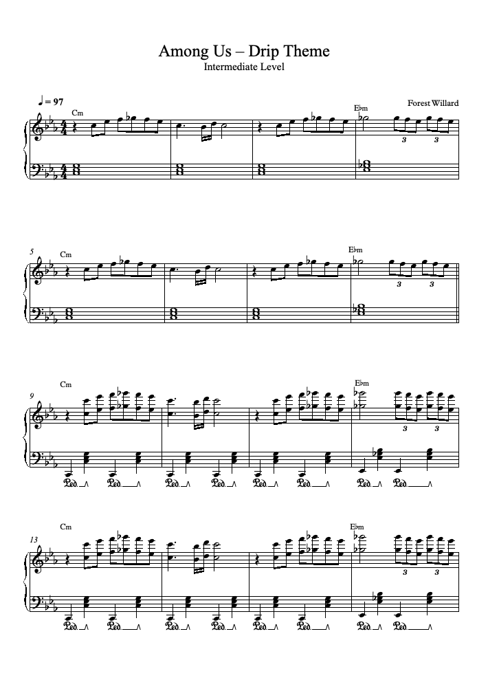 Among Drip Piano Sheet music for Piano (Solo) Easy