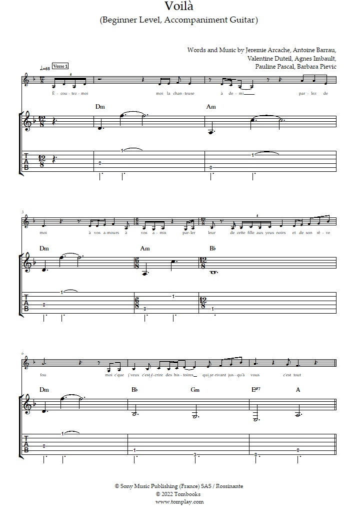 Voilà – Barbara Pravi (simplified) Sheet music for Piano (Solo