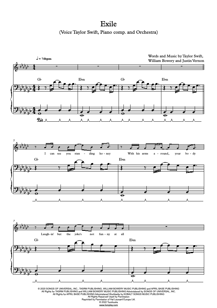 Download Digital Sheet Music of taylor swift for Piano solo