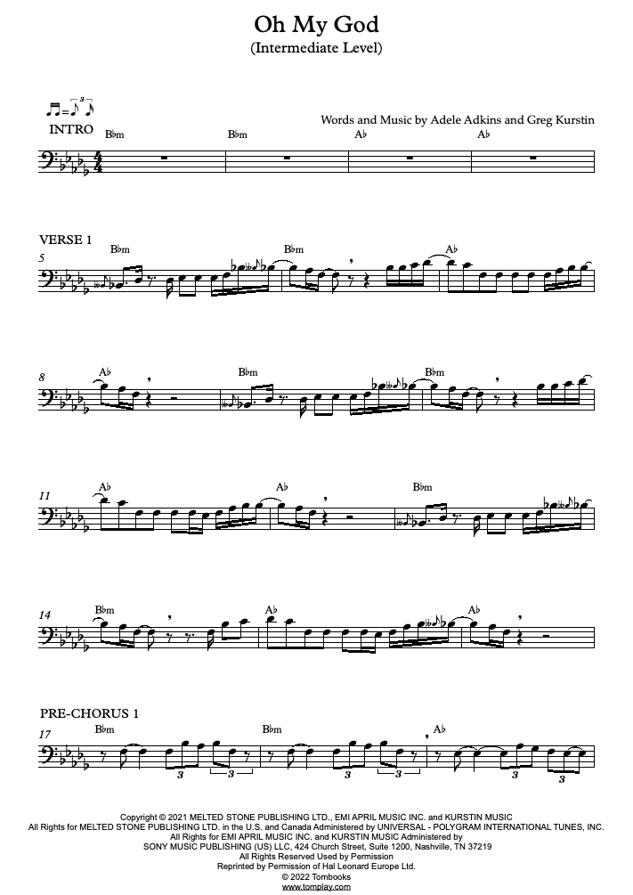 Oh My God (Intermediate Level) (Adele) - Trombone Sheet Music