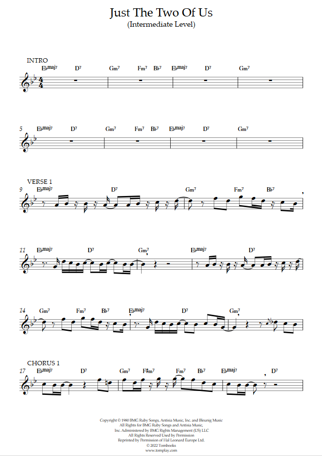 Just the Two of Us (Intermediate Level) (Bill Withers) - Trumpet Sheet ...