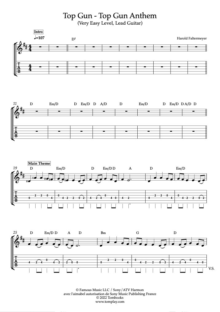 Top Gun Anthem from 'Top Gun: Maverick' Sheet Music (Piano Solo) in D  Major - Download & Print - SKU: MN0260610