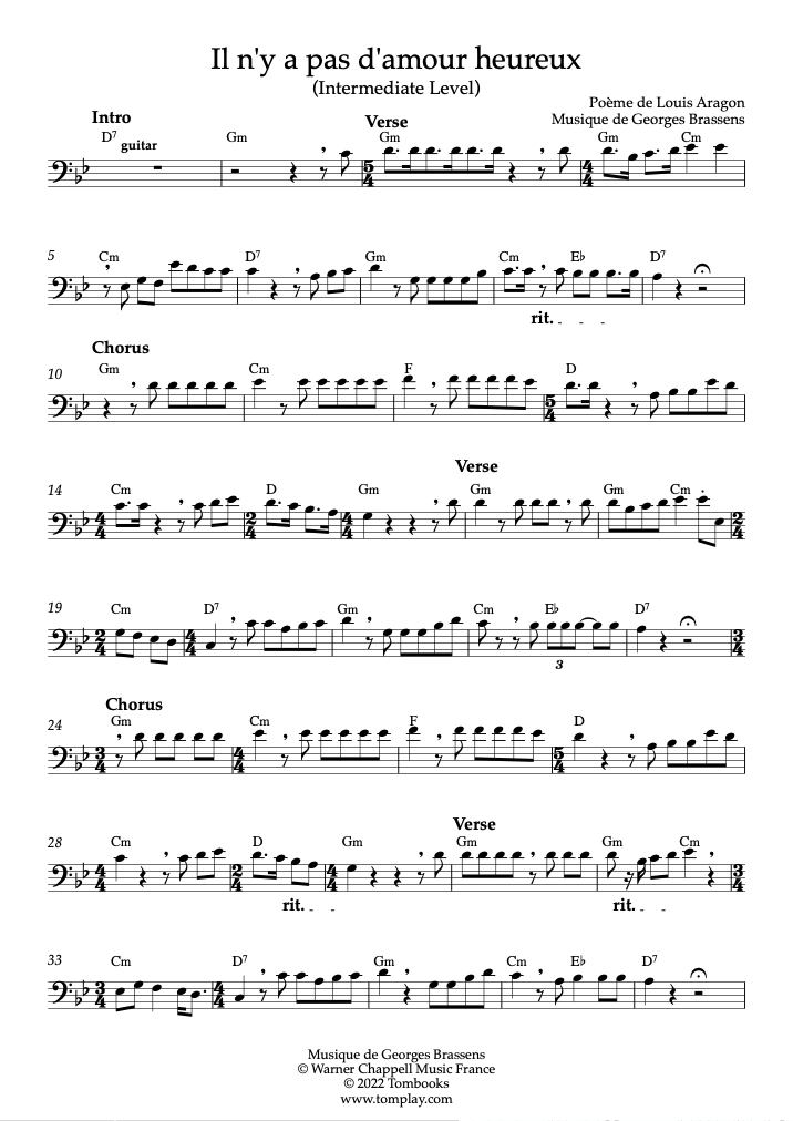 Georges Brassens - Je m'suis fait tout petit Sheet music for Piano