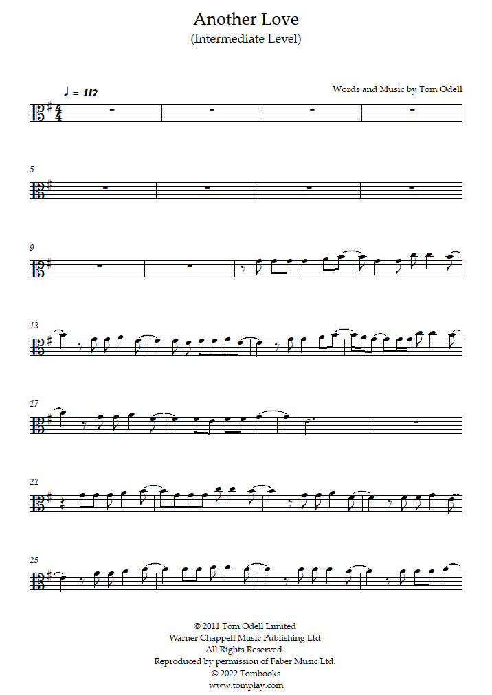 Another Love Tom Odell Sheet Music to download and print