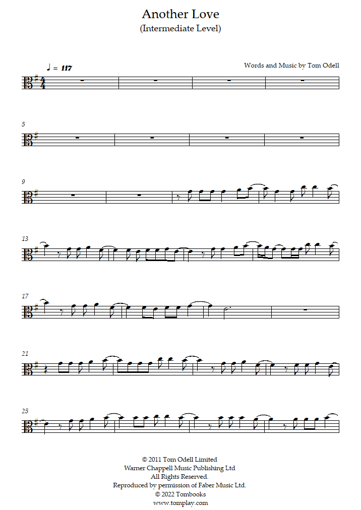 Another Love Sheet Music Tom Odell - ♪