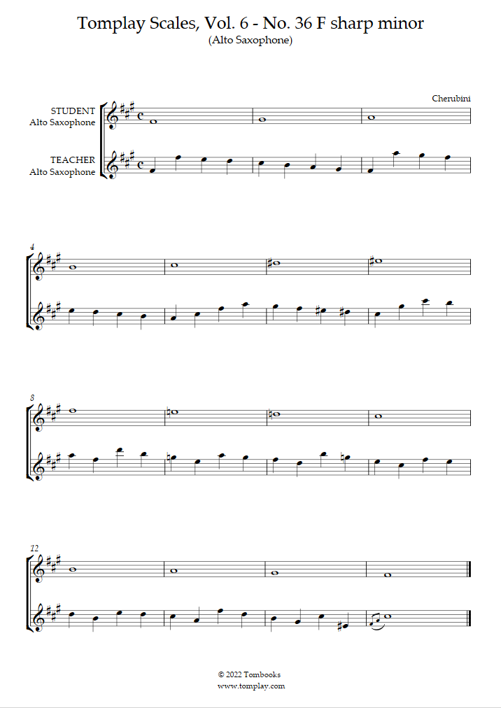 Tomplay Scales, Vol. 1 No. 17 Fsharp minor (Alto Saxophone