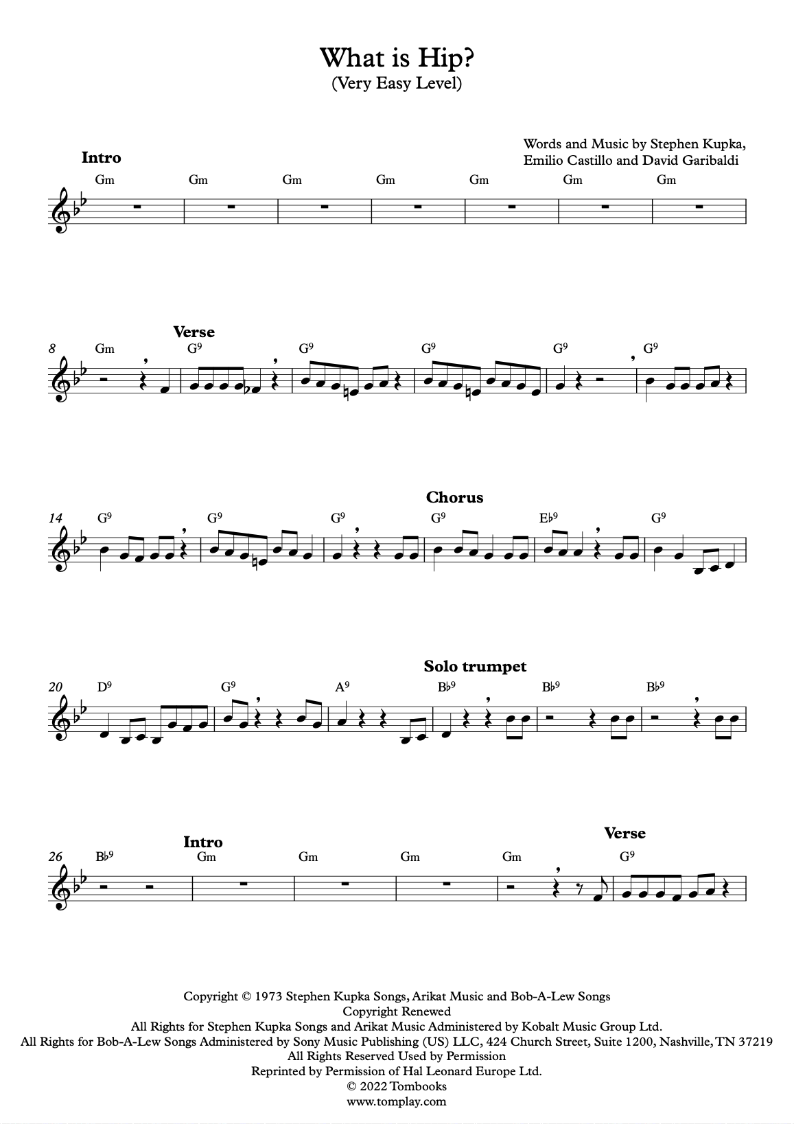 What is Hip? (Very Easy Level) (Tower of Power) - Trumpet Sheet Music