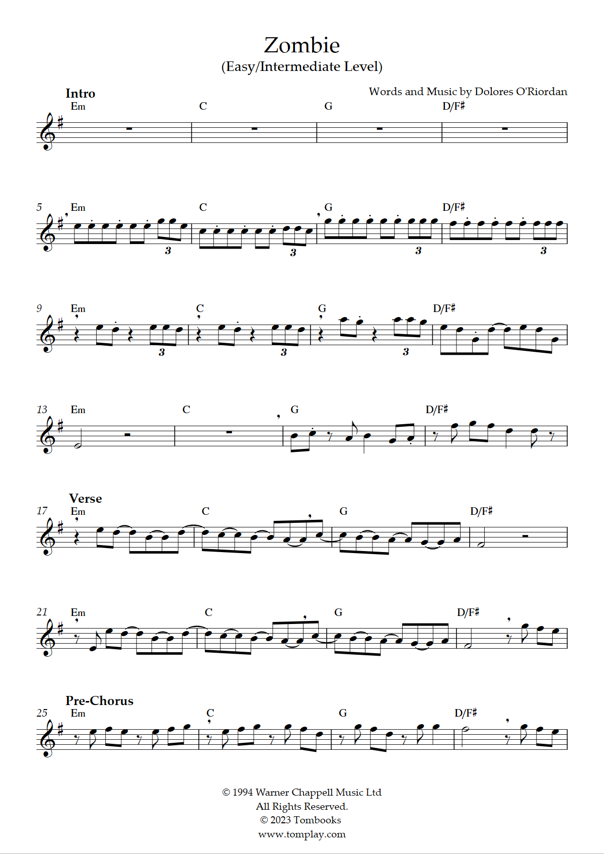 Zombie Dreams: Flute: Flute Part - Digital Sheet Music Download