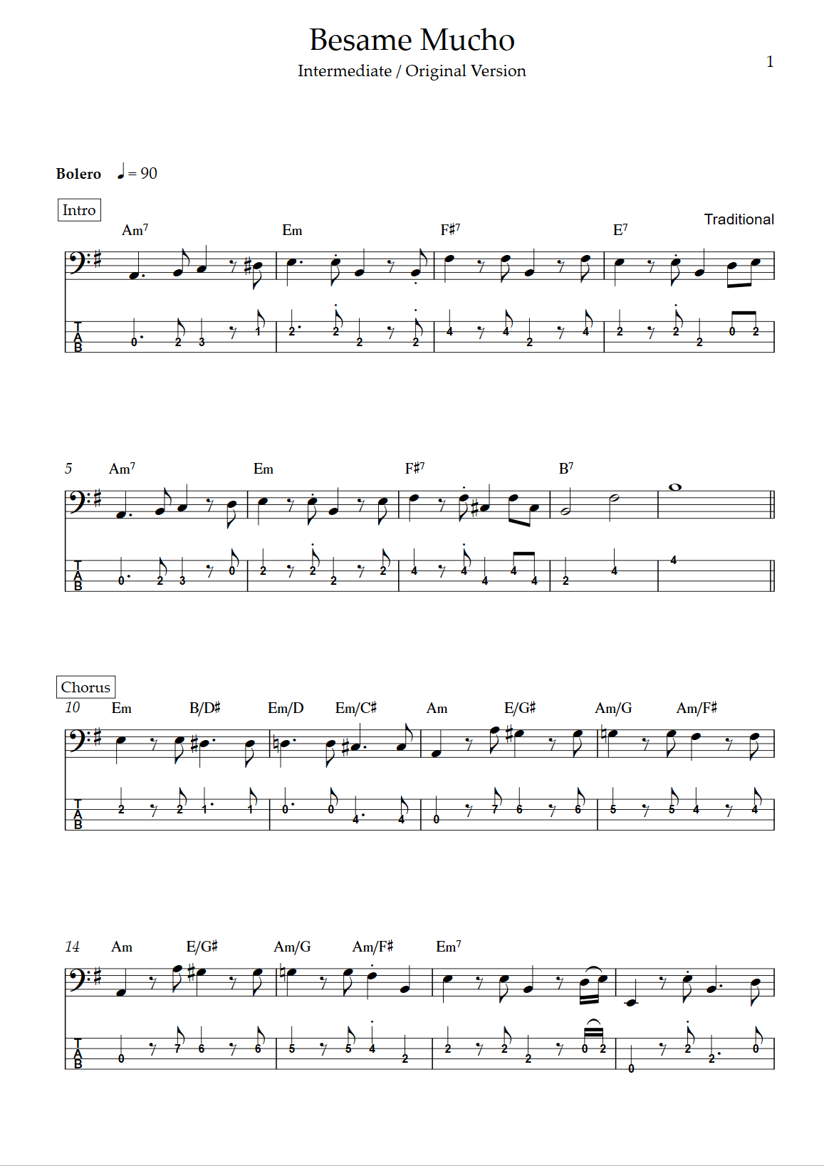 Besame Mucho Guitar Chords