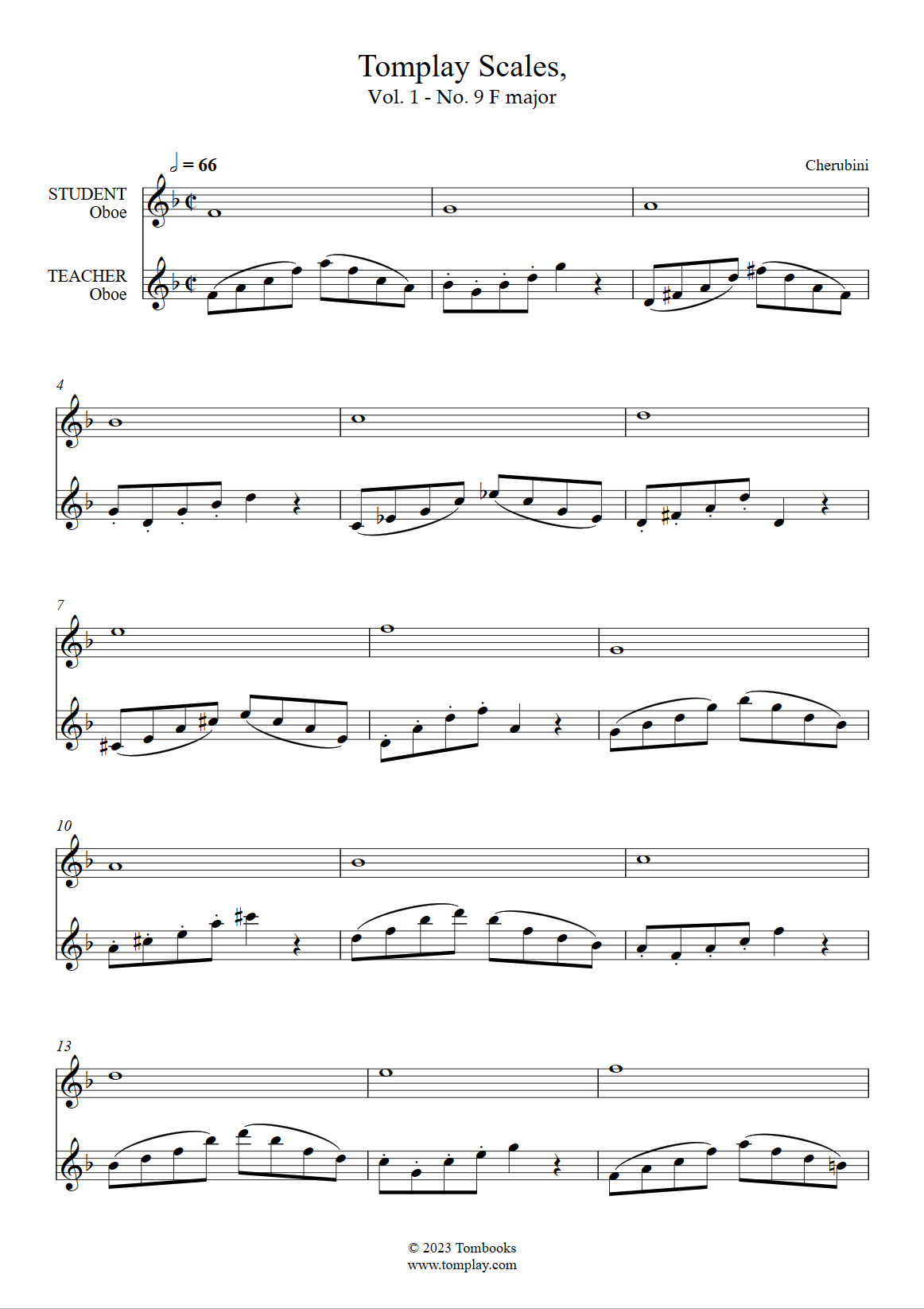 Tomplay Scales, Vol. 5 No. 3 F major (Cherubini) Oboe Sheet Music