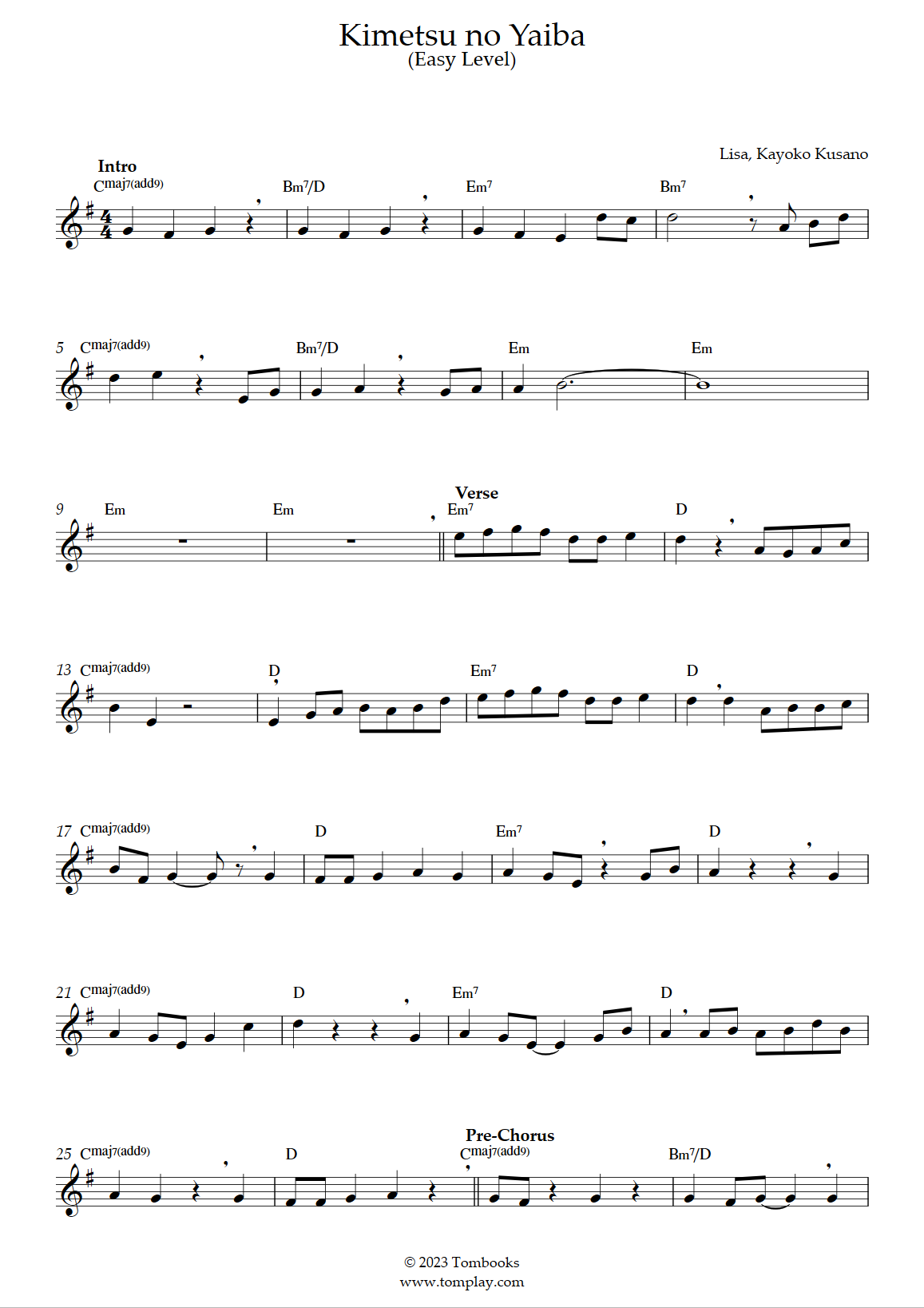 Play Gurenge (Demon Slayer) Music Sheet