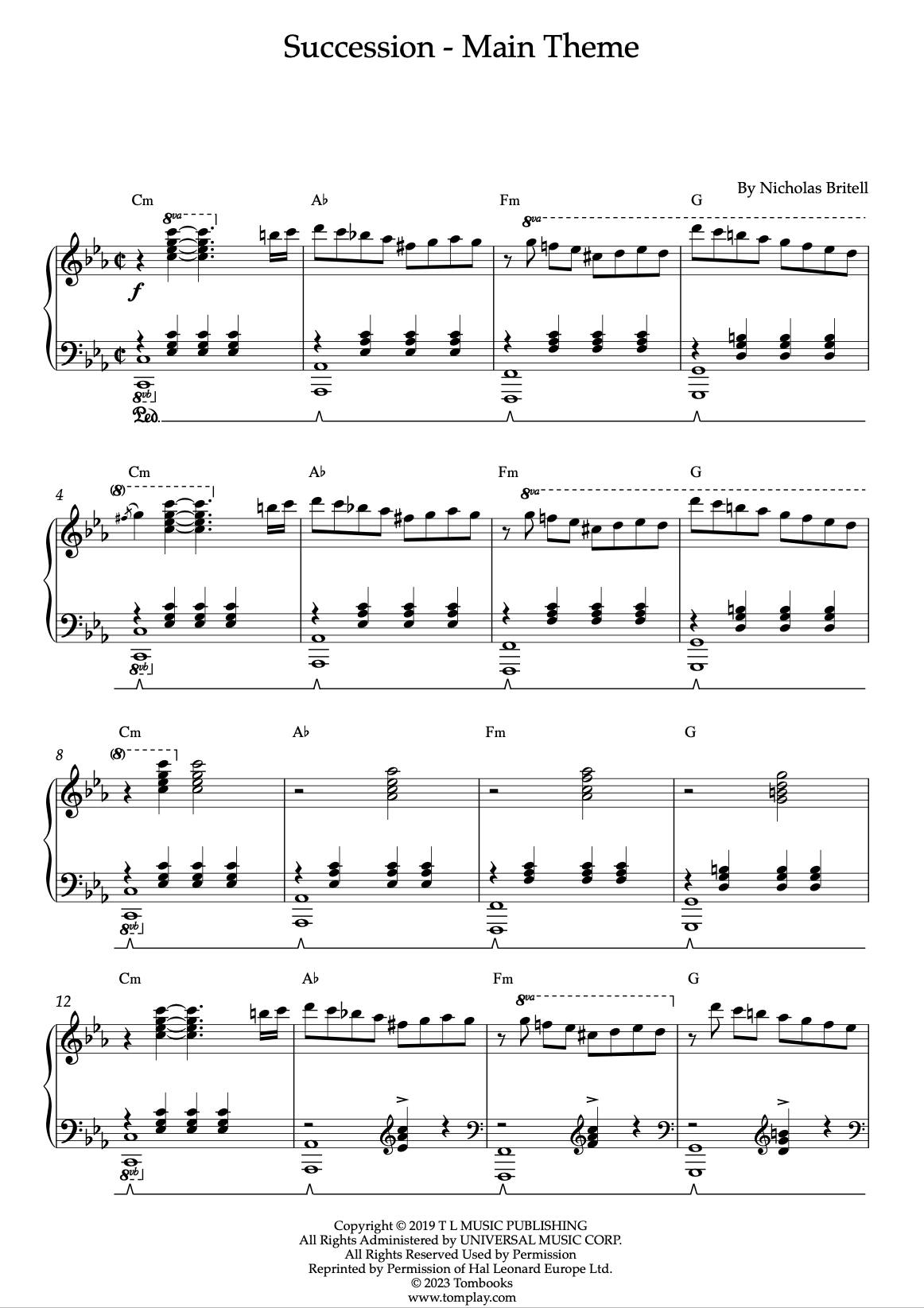 Succession Tema Principal Nicholas Britell Partitura Para Piano