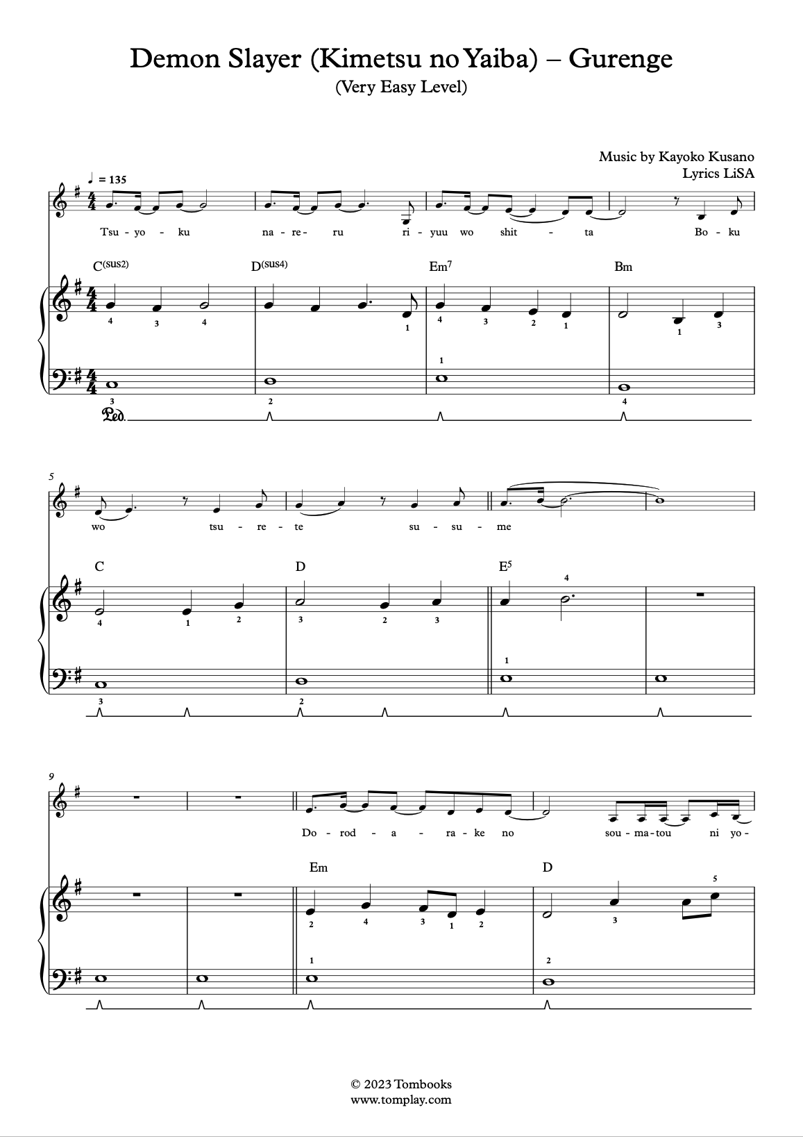 Gurenge (arr. Tsuyoshi Yoroiguma) Sheet Music, LiSA