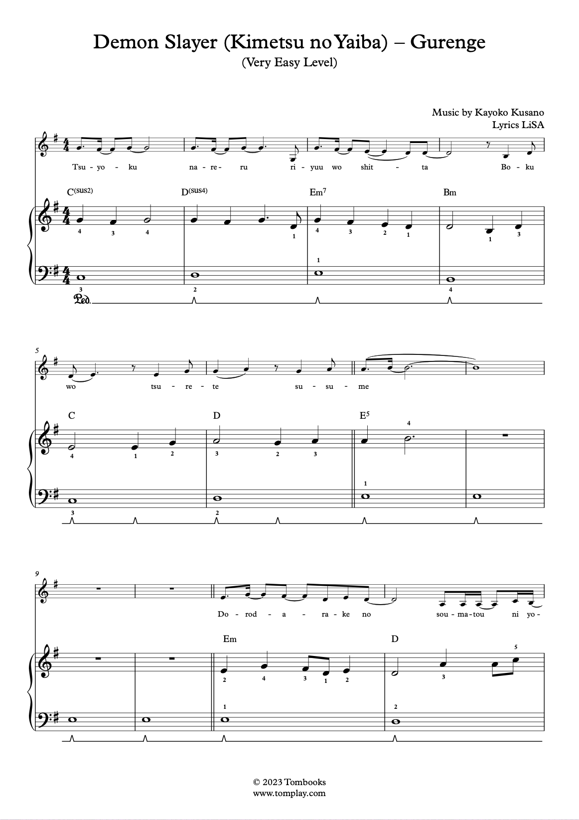 Play Gurenge (Demon Slayer) Music Sheet