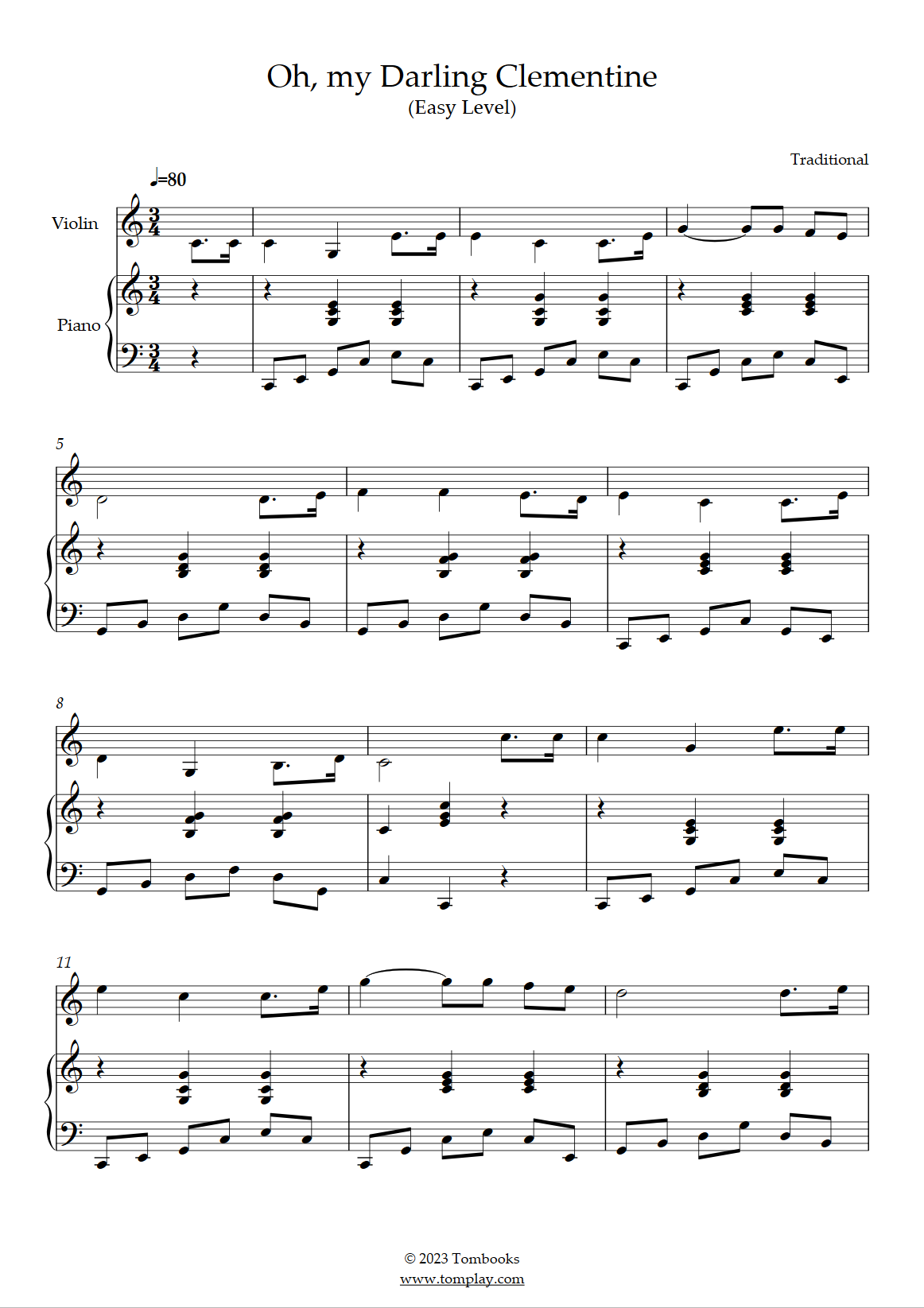 CLEMENTINE Easy Sheet music