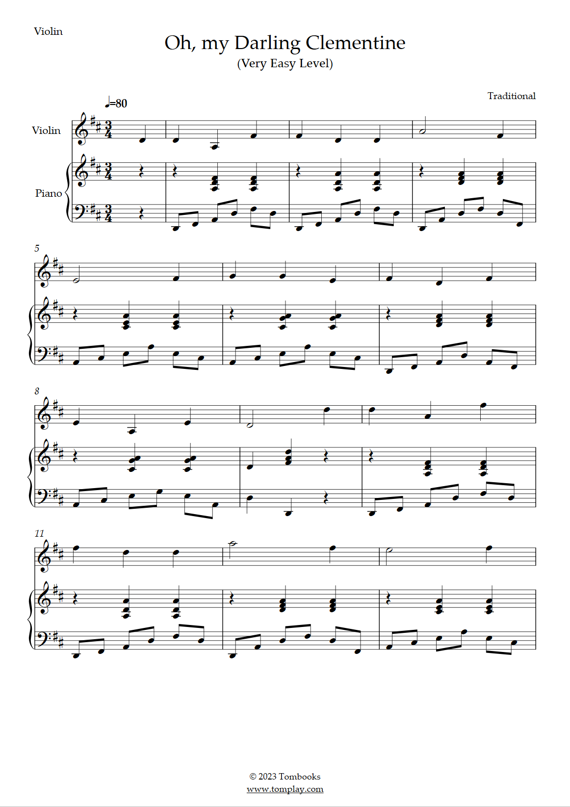 CLEMENTINE Easy Sheet music