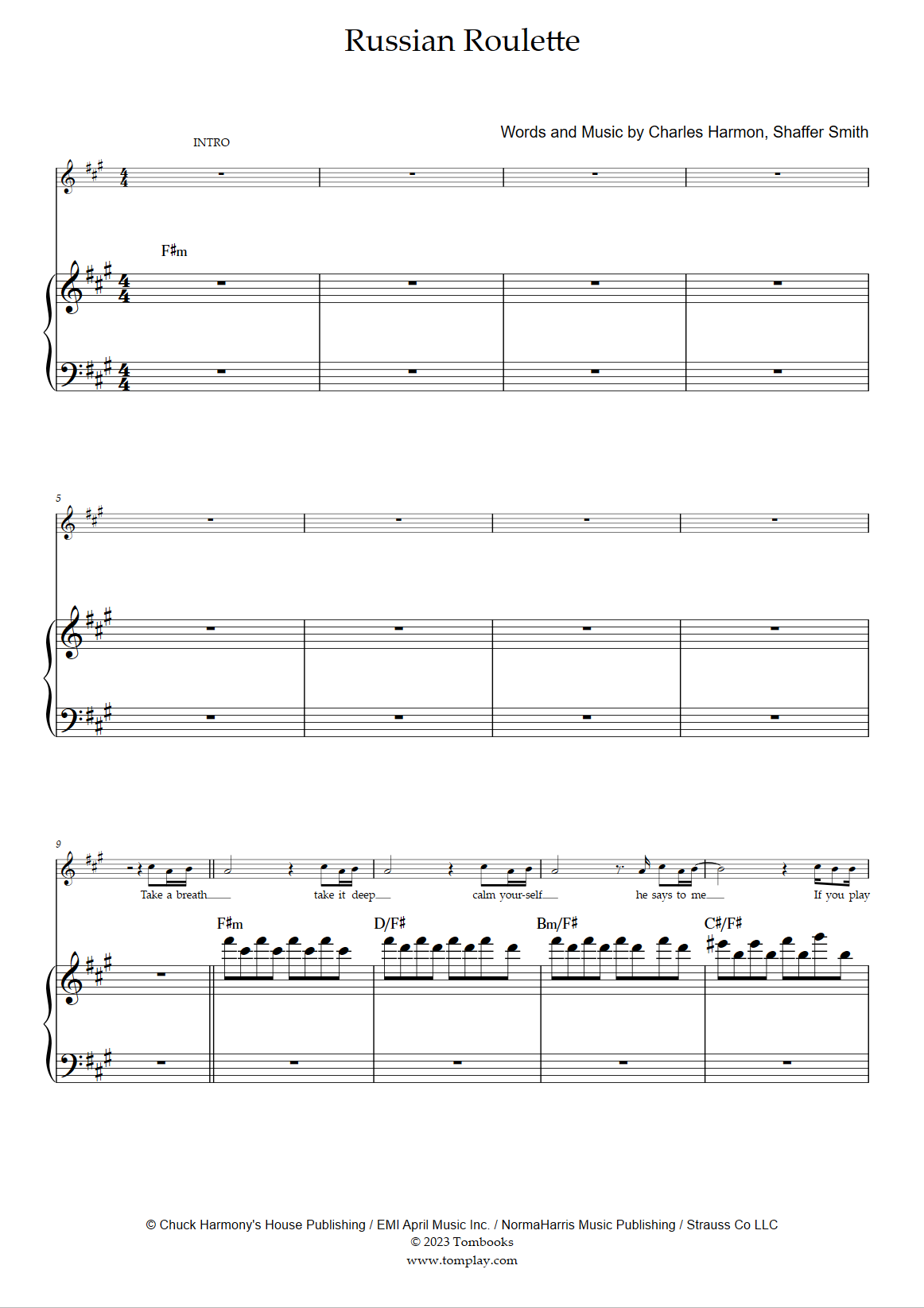 Free Russian Roulette by Rihanna sheet music