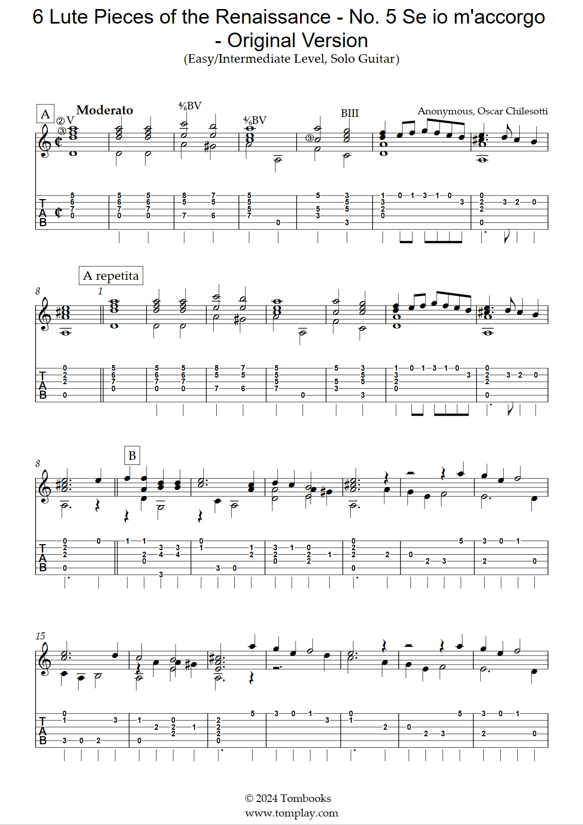 Renaissance guitar tabs outlet