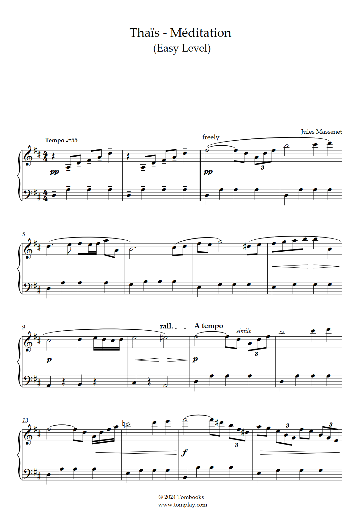 Thais Meditation Easy Level Solo Free Bass Accordion Massenet Accordion Sheet Music