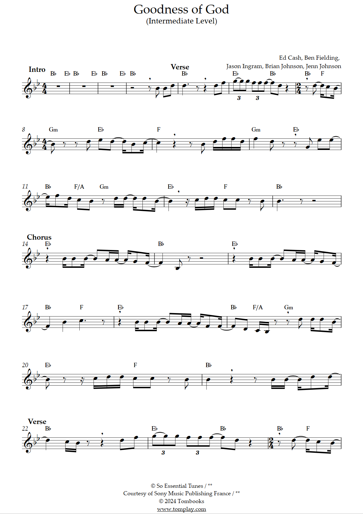 Goodness Of God (intermediate Level) (cece Winans) - Trumpet Sheet Music