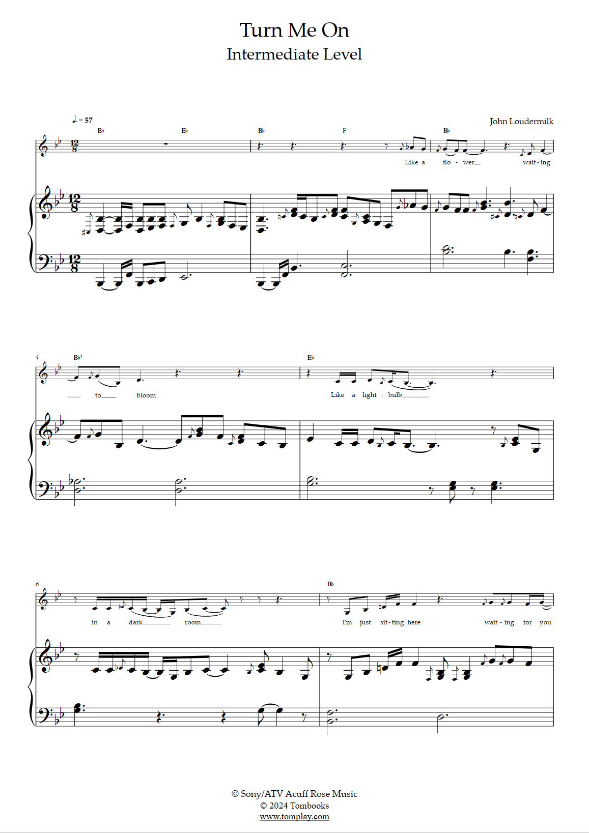 Turn Me On (Intermediate Level, with Orchestra) (Norah Jones) Piano Sheet Music