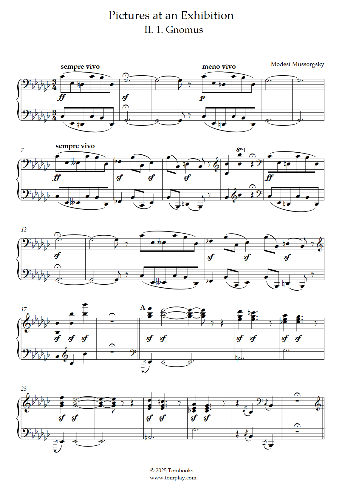 Pictures at an Exhibition II. 1. Gnomus Piano Sheet Music