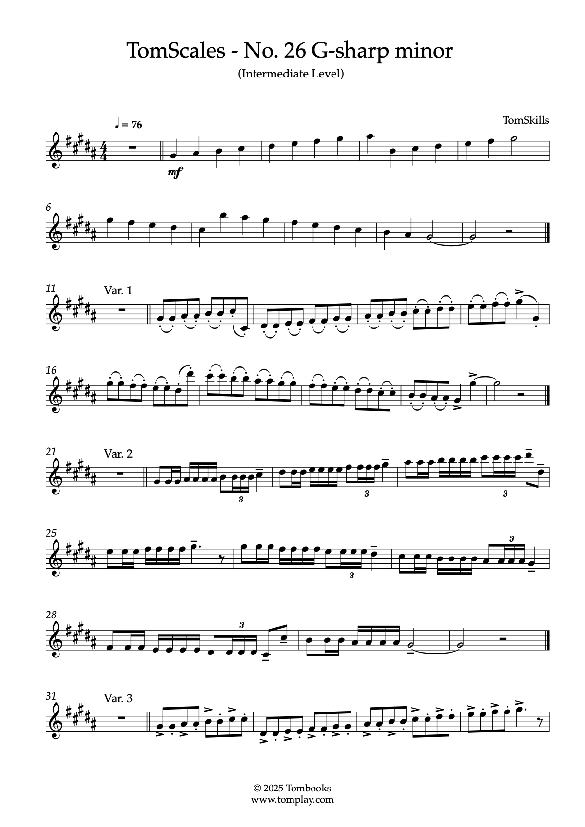 TomScales No. 26 Gsharp minor (Intermediate Level) (TomSkills