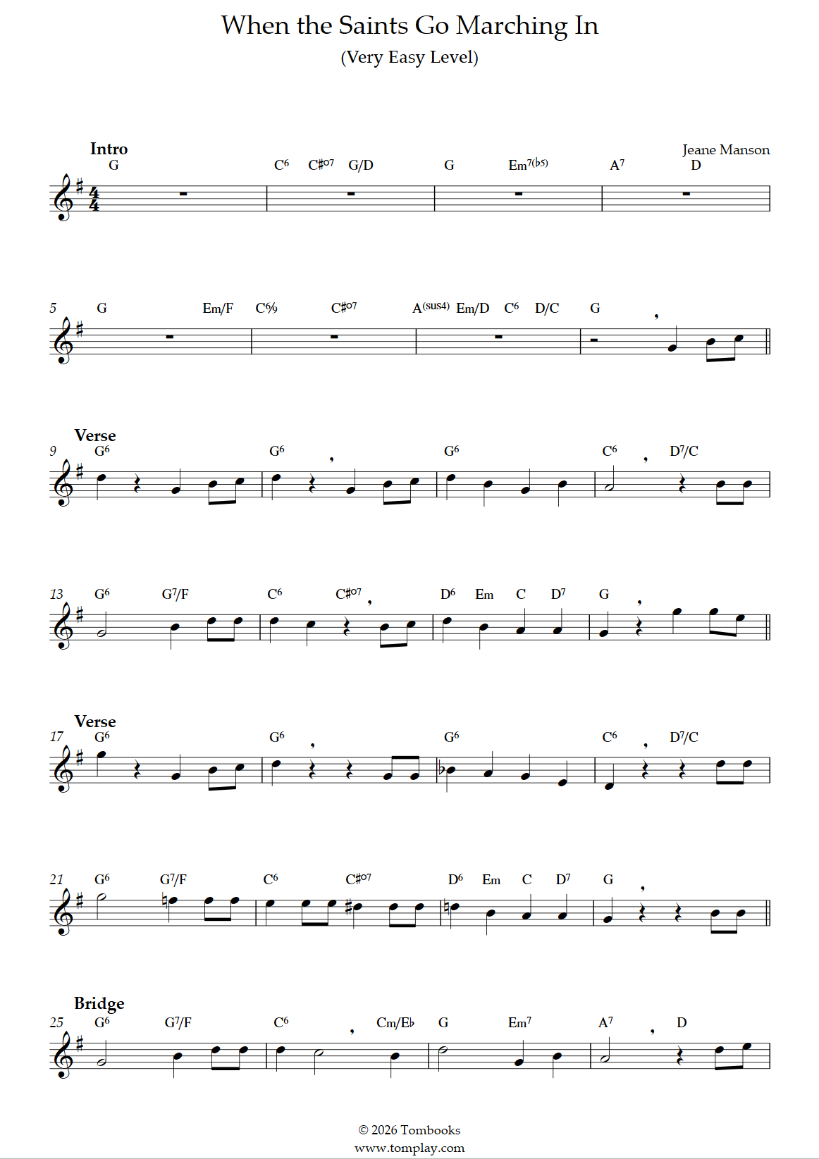 When the Saints Go Marching In/聖者の行進 (超初級, アルト