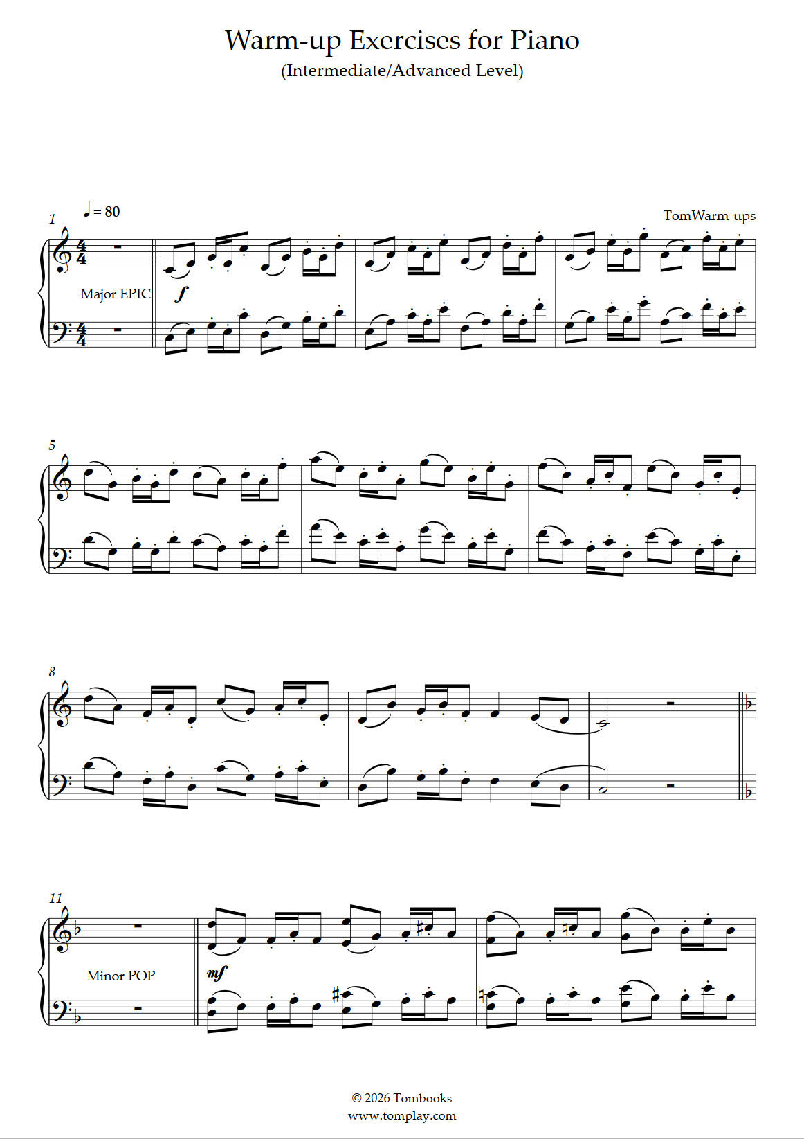 Warm-up Exercises for Piano (Intermediate/Advanced Level) (TomSkills ...