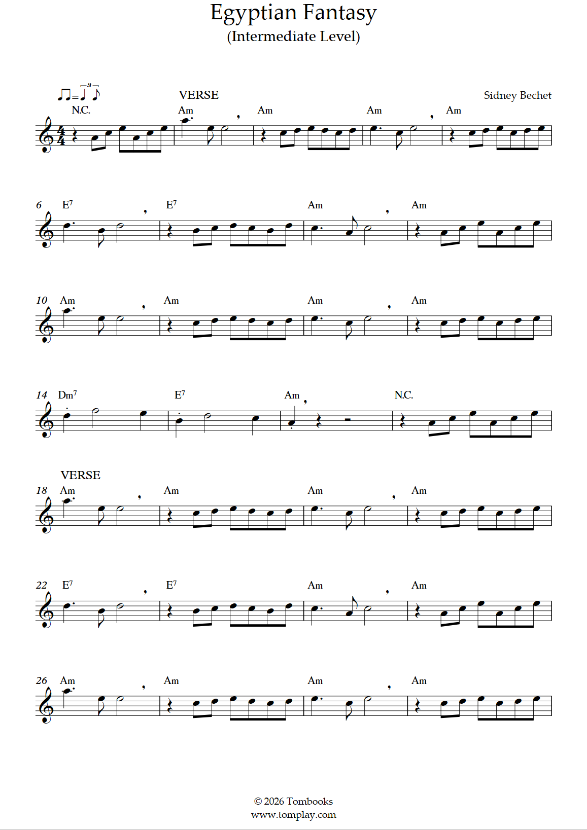 Trend Sax Egyptian Fantasy (Intermediate Level, Tenor Sax) (Sidney Bechet ...