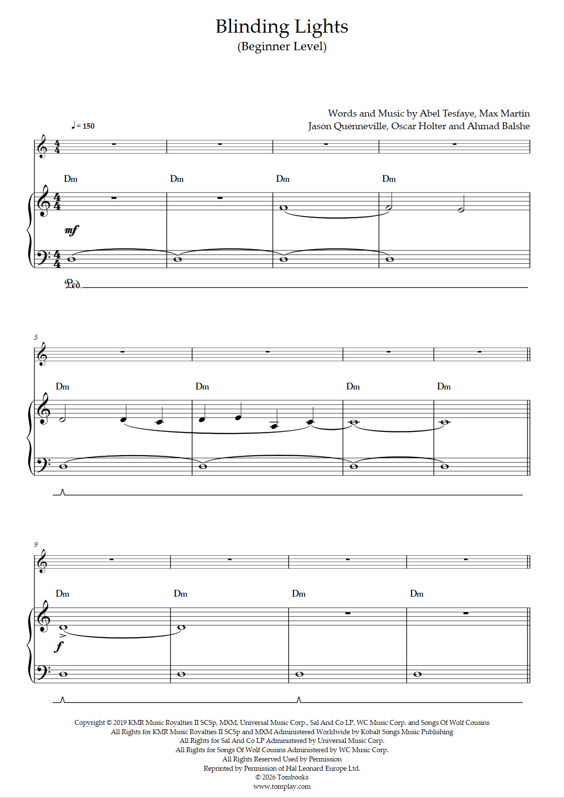 Blinding Lights (Beginner Level, with Orchestra) (The Weeknd) - Piano ...