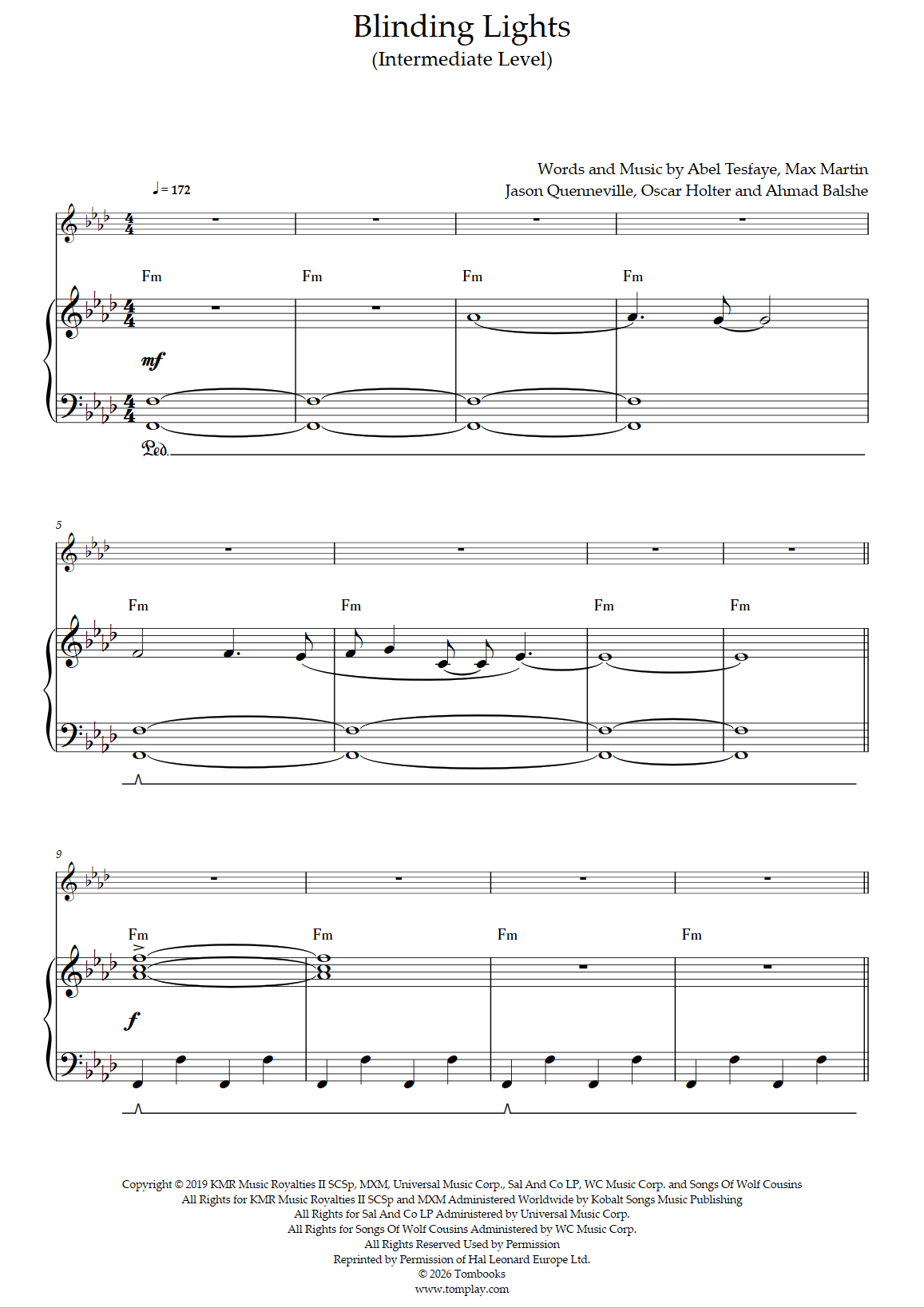 Blinding Lights (Intermediate Level, Solo Piano) (The Weeknd) - Piano ...
