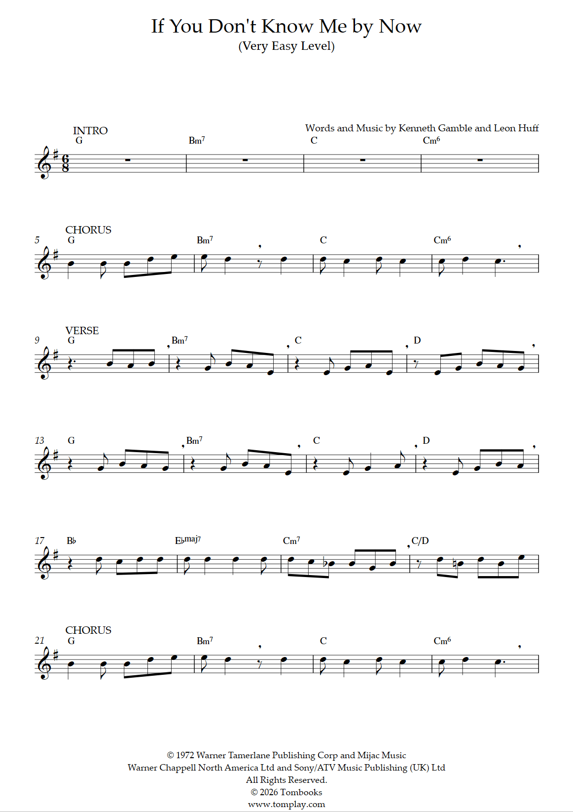 Simply Sax If You Don't Know Me by Now (Very Easy Level, Alto Sax) (Simply Red ...
