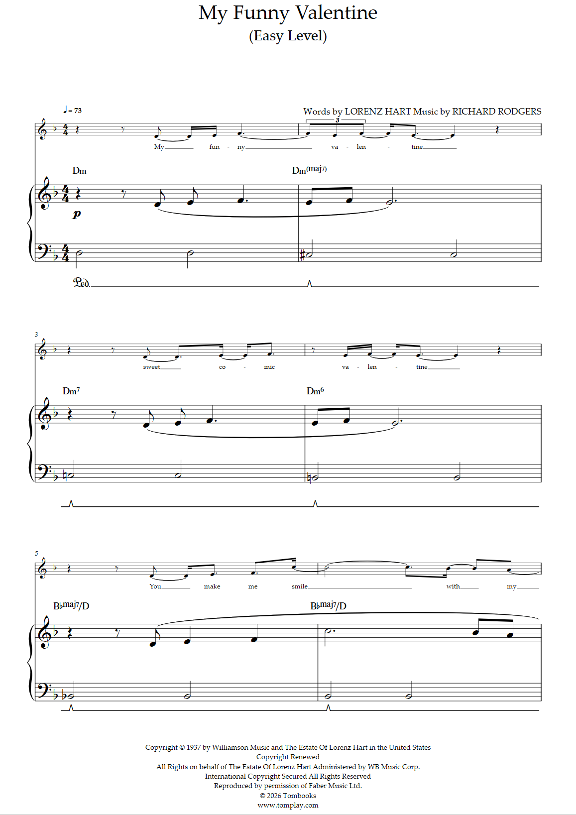 The Talented Mr. Ripley - My Funny Valentine (Easy Level, Solo Piano ...