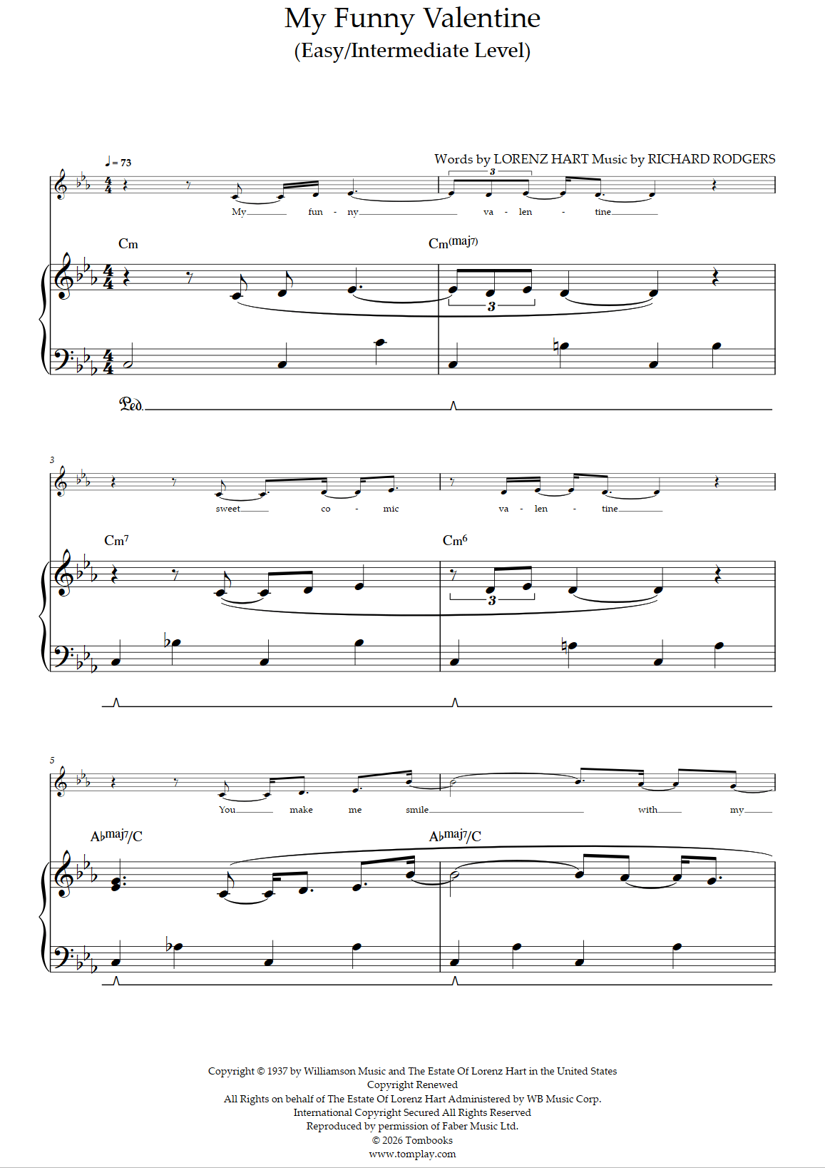 The Talented Mr. Ripley - My Funny Valentine (Easy/Intermediate Level ...