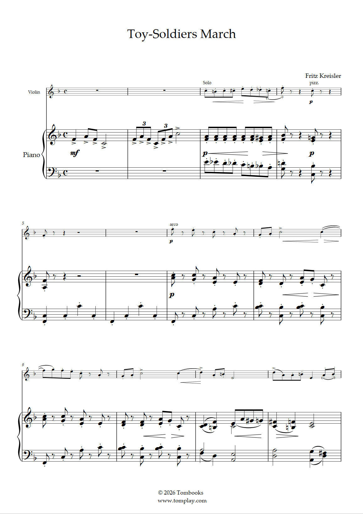 Toy-Soldiers March (Kreisler) - Piano Sheet Music